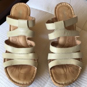 Born Leather and Cork Platform Wedge Sandals